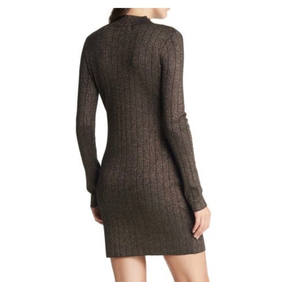 CHELSEA 28 Elegant Metallic Brown Knit Dress - Picture 2 of 5